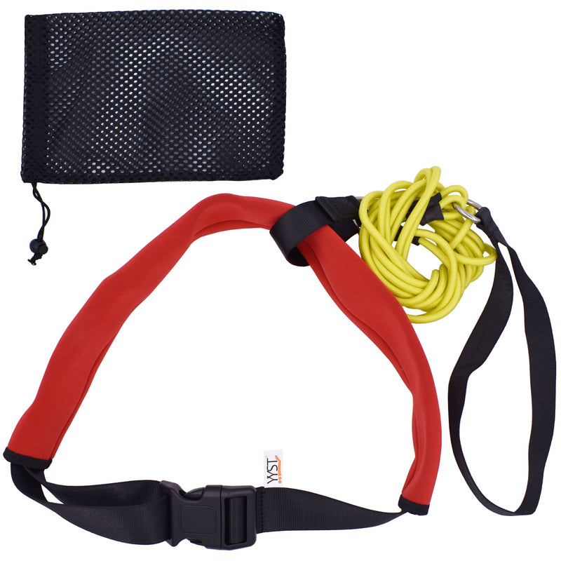 [Australia - AusPower] - Swim Bungee Training Belt Swim Resistance Belt Swim Exerciser Belt Swim Tether (One Waist Belt, One Bungee Cord, One Loop), with YYST Storage Mesh Bag 