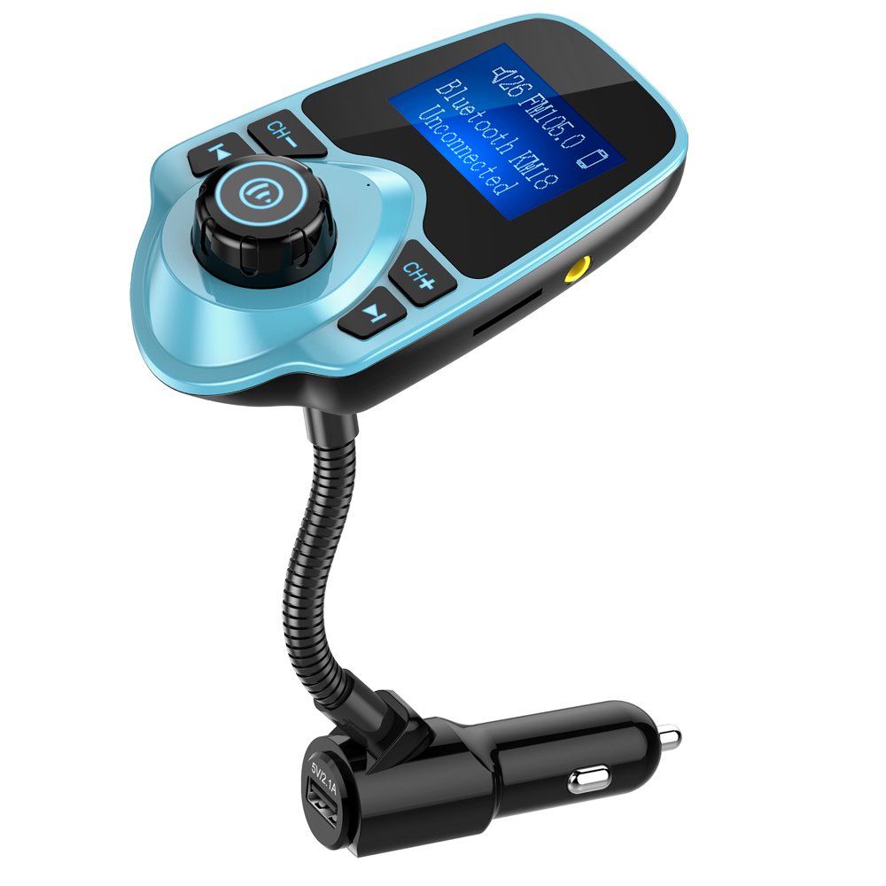 [Australia - AusPower] - Nulaxy Bluetooth Car FM Transmitter Audio Adapter Receiver Wireless Handsfree Voltmeter Car Kit TF Card AUX 1.44 Display – KM18 Mint Green 