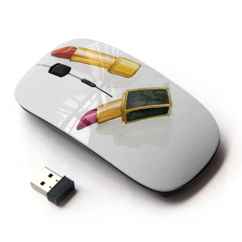 [Australia - AusPower] - KawaiiMouse [ Optical 2.4G Wireless Mouse ] Lipstick Gold Red Watercolor Clean White 