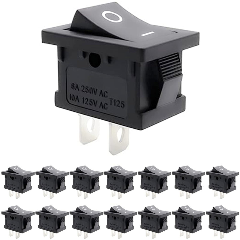 [Australia - AusPower] - ZUPAYIPA 15 Pcs AC 6A/250V 10A/125V 2 Solder Lug SPST On/Off Mini Boat Rocker Switch Car Auto Boat Round Rocker 2 Pin Toggle SPST Switch Snap 