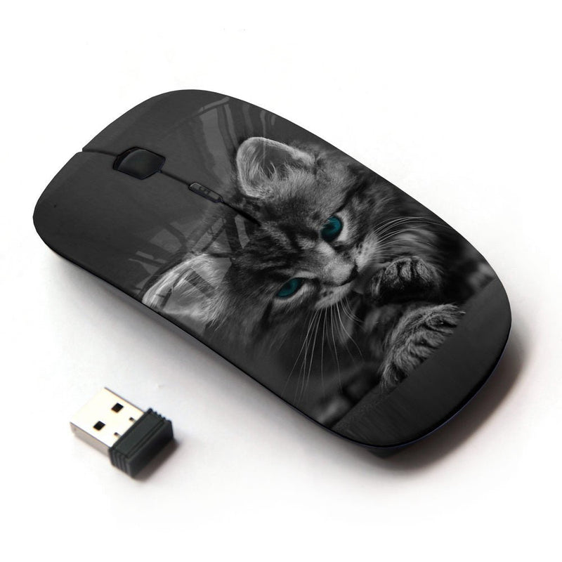 [Australia - AusPower] - KawaiiMouse [ Optical 2.4G Wireless Mouse ] Cute Paw Kitten Whiskers Grey Baby Cat 