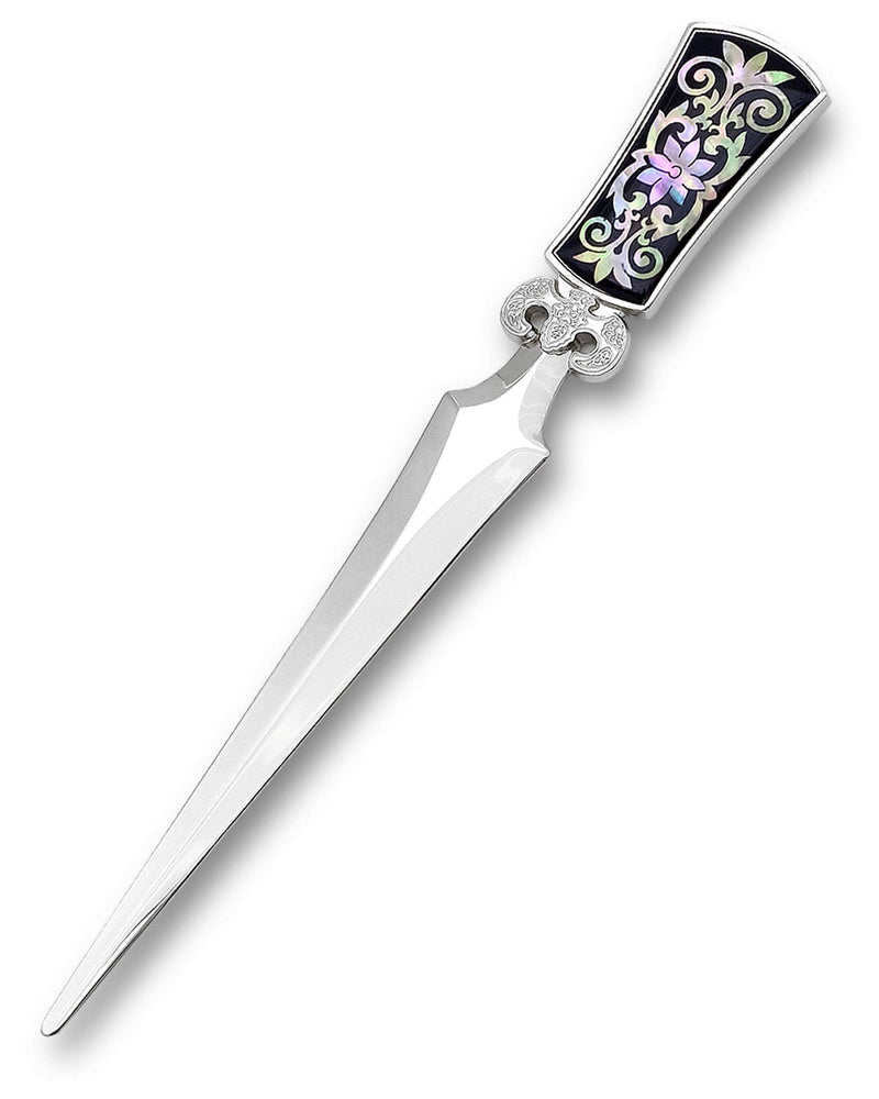[Australia - AusPower] - Inlay with Mother of Pearl Metal Steel Office Knife Hand Cutter Blade Envelope Letter Opener (Arabesque New) 