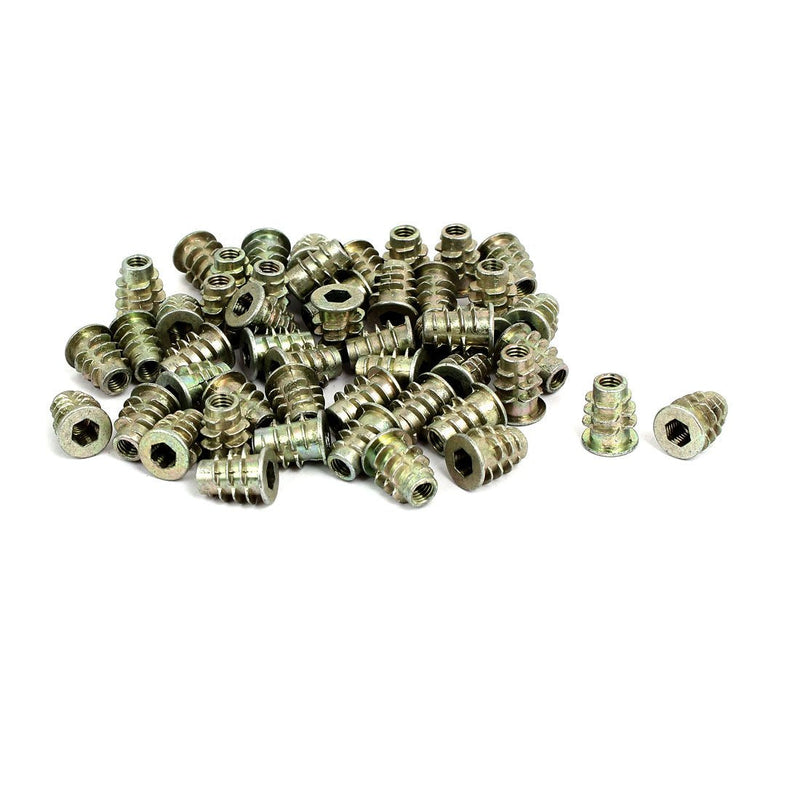 [Australia - AusPower] - uxcell M5x14mm Interface Hex Socket Threaded Insert Nuts 50pcs for Wood Furniture 