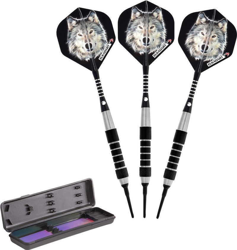 [Australia - AusPower] - Elkadart Lone Wolf Soft Tip Darts with Storage/Travel Case 18 Grams 