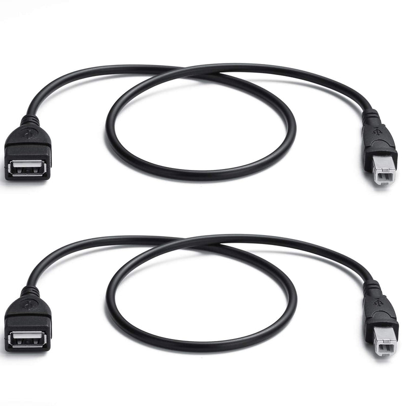 [Australia - AusPower] - 2 Pack USB 2.0 Cable A Female to USB B Male Cable for Printer Extender Connection Cables USB_A/F-USB_B/M Adapter (USB_A-USB_B Cables Black) 