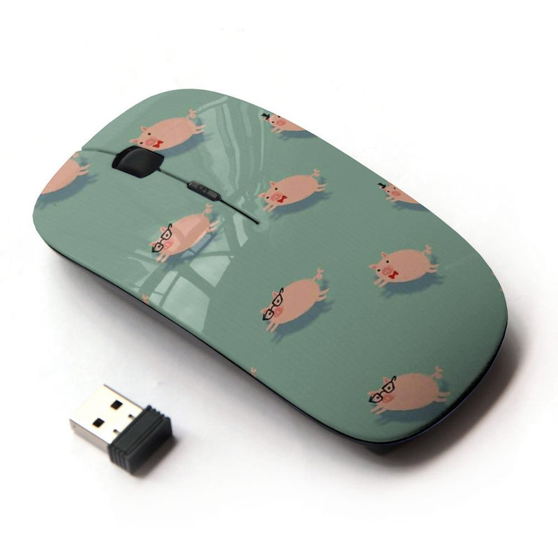 [Australia - AusPower] - KOOLmouse [ Optical 2.4G Wireless Mouse ] [ Pig Cute Teal Pink Animal Pet Pattern ] 