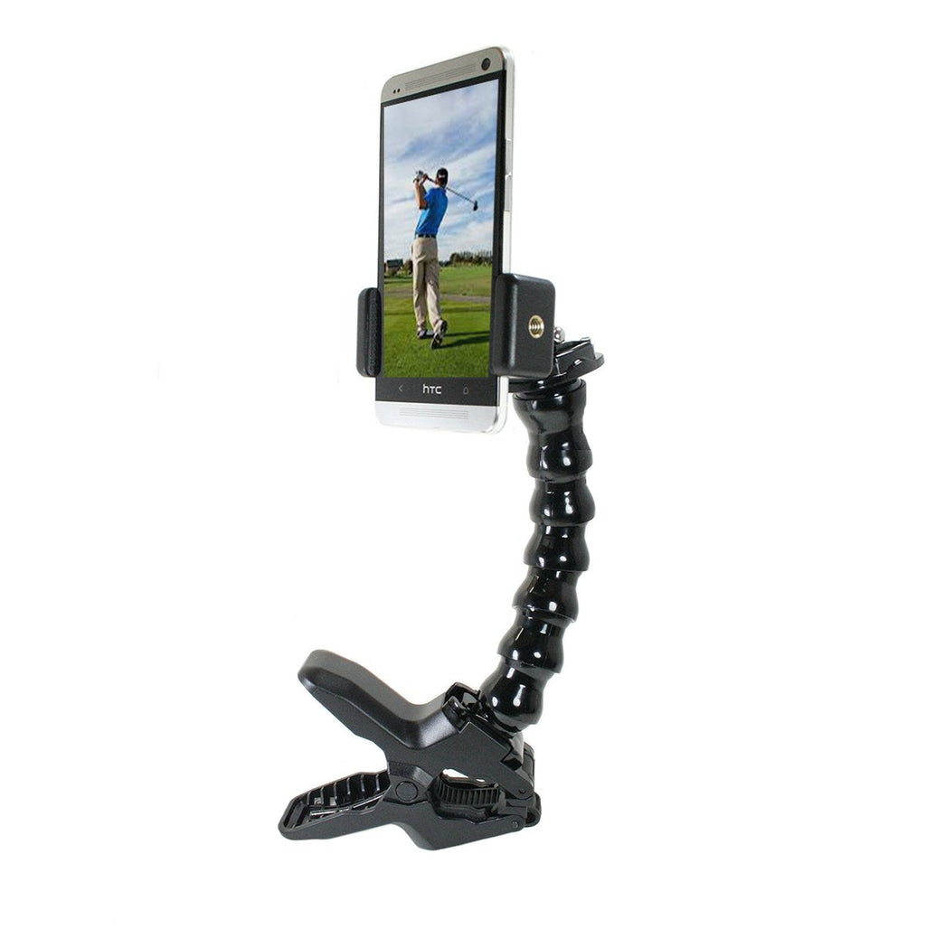 [Australia - AusPower] - Golf Gadgets - Swing Recording System | Large Device Holder (PHABLET) with Jaws Clamp & Gooseneck Mount. Compatible Large Devices Like iPhone 6/7 Plus, Samsung Galaxy Note, etc. 