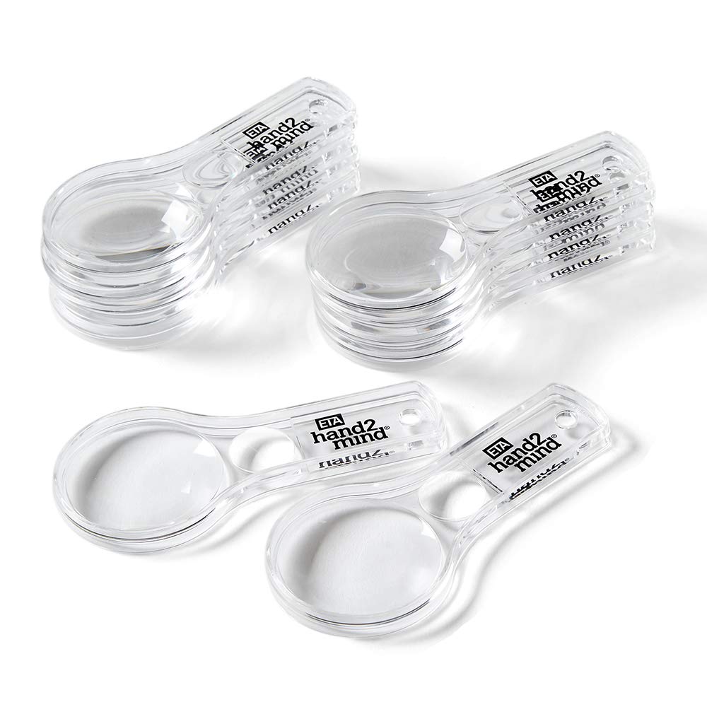 [Australia - AusPower] - hand2mind Mini Plastic Handheld Magnifying Glasses, 3X and 6X, Without Lanyard (Pack of 10) 