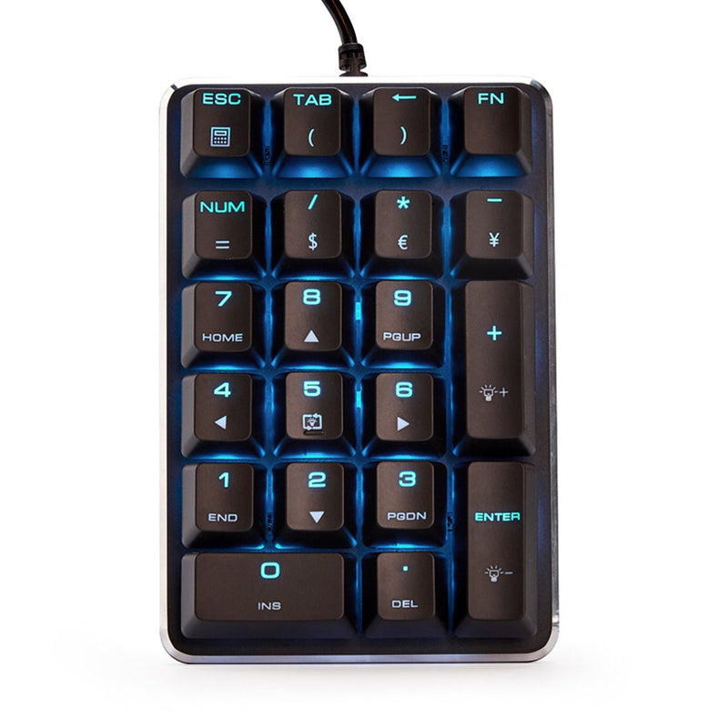 [Australia - AusPower] - Mechanical Numeric Keypad GATERON Blue Switch Wired Ice Blue Backlight Gaming Keypad/Keyboard 21 Keys Portable Numpad Extended Layout Black Magicforce by Qisan 