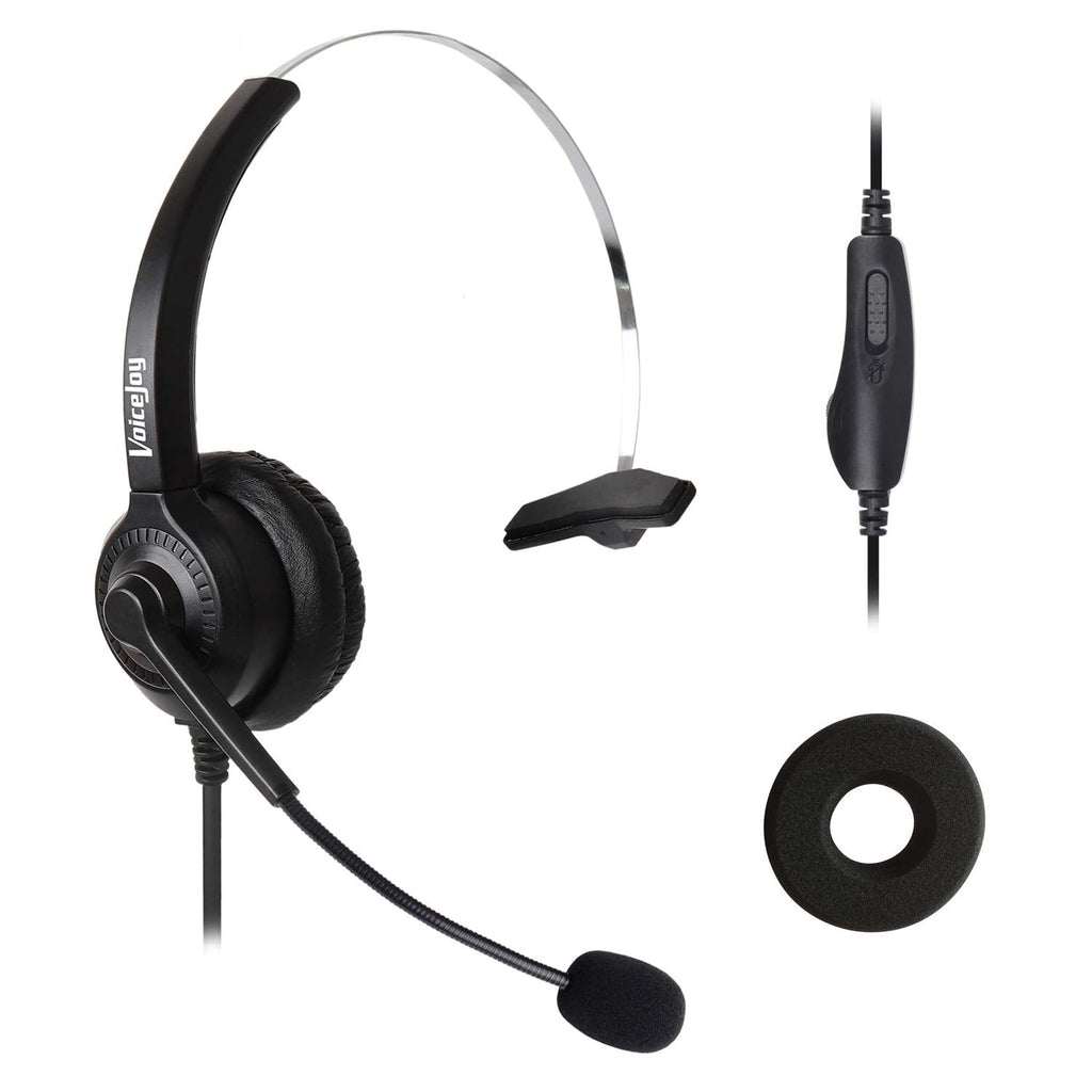 [Australia - AusPower] - VoiceJoy Corded Telephone RJ9 Headset Monaural with Noise Canceling Microphone Headphones with Volume and Mute Switch ONLY for Cisco 7942 7971 8841 9941 etc Office IP Phones 