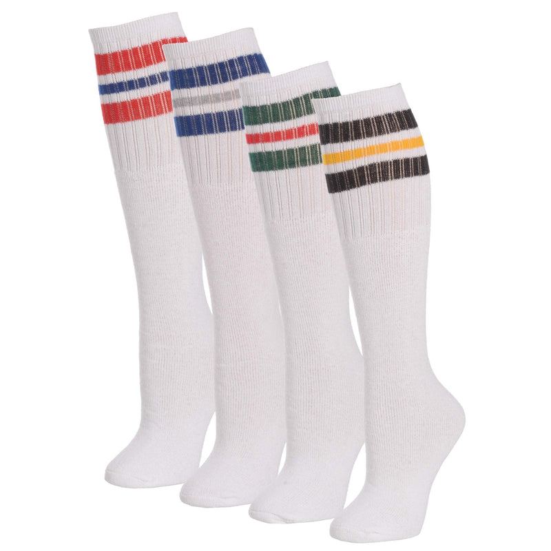 [Australia - AusPower] - Mens Classic Three Stripe Sports Tube Socks Size 13-15 (4-Pairs) 