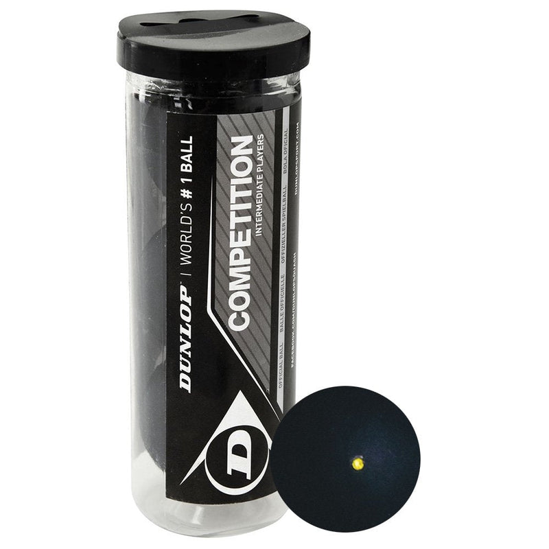 [Australia - AusPower] - Dunlop Sports Competition Squash Ball, Single Yellow Dot, 3-Ball Tube 