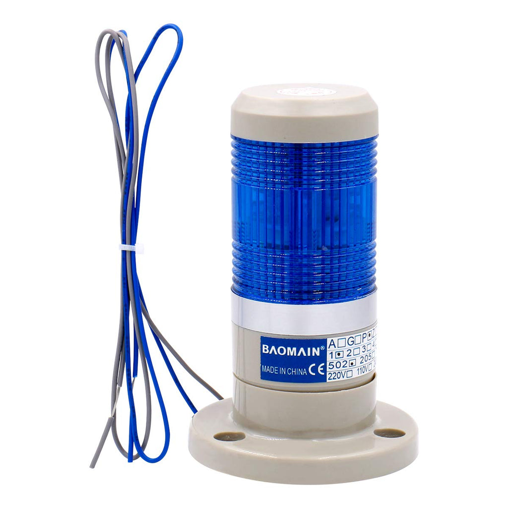 [Australia - AusPower] - Baomain Warning Continuous Light 110V AC Industrial Continuous Blue LED Signal Tower Lamp 