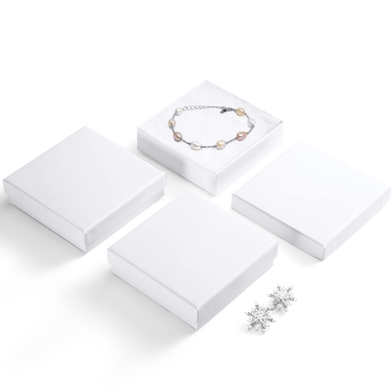 [Australia - AusPower] - MESHA Cardboard Jewelry Gift Boxes for shipping, Small Gift boxes for Necklace Ring Bracelet Earring Cotton Filled Jewlery Box with Lids, White 3.5x3.5x1" Inch, 20 Pieces 3.5x3.5x1 Inch (Pack of 20) 