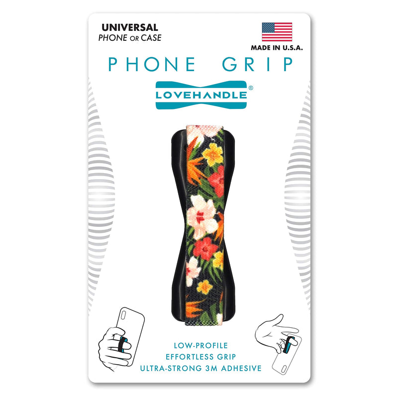 [Australia - AusPower] - LOVEHANDLE Phone Grip for Most Smartphones and Mini Tablets, Floral Garden Design Colored Elastic Strap with Black Base, LH-01FloralGarden 
