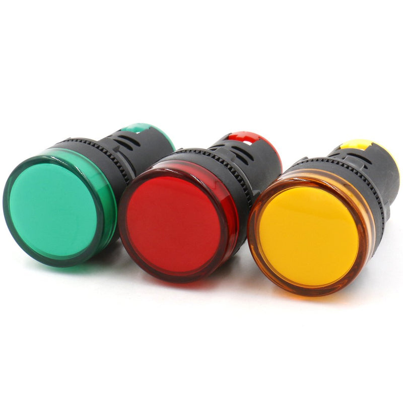 [Australia - AusPower] - Baomain LED Indicator Pilot Light L22 DC 24V 20mA Green Red Yellow Indicator lamp 3 Pieces 