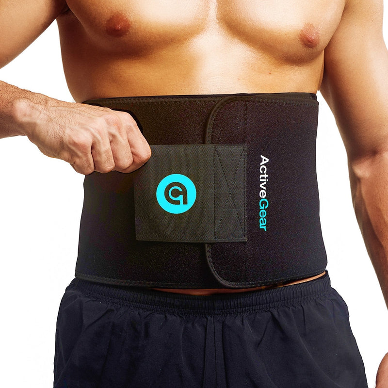 [Australia - AusPower] - ActiveGear Waist Trimmer Belt Slim Body Sweat Wrap for Stomach and Back Lumbar Support Blue Medium 