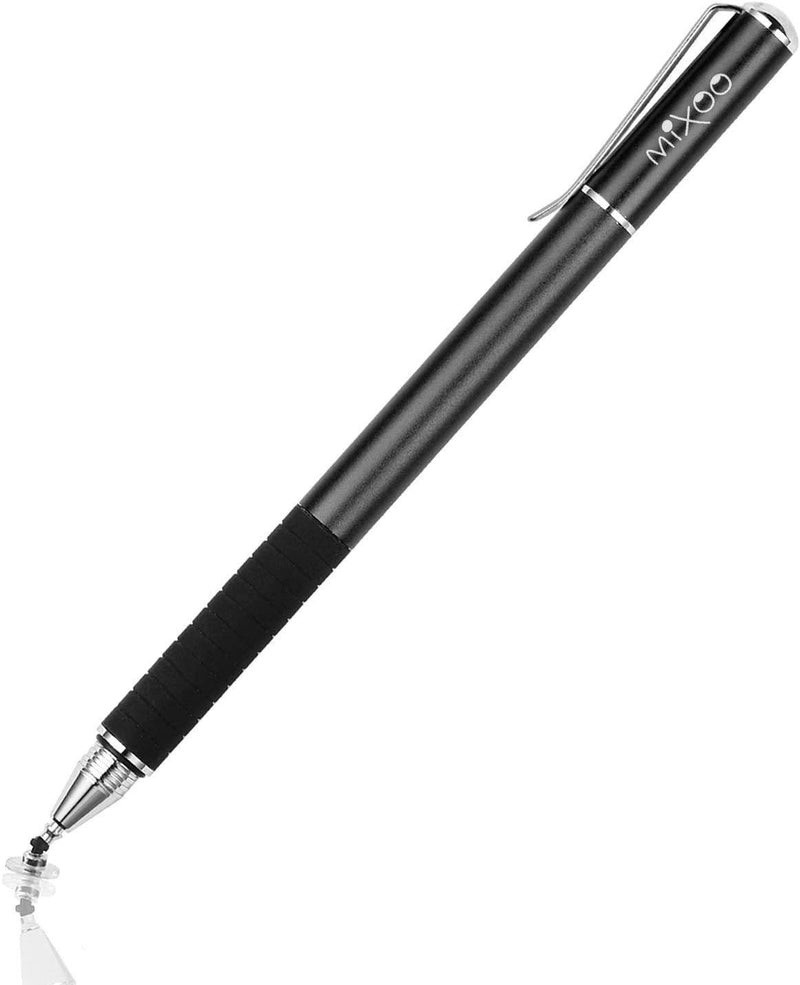 [Australia - AusPower] - Mixoo Capacitive Stylus Pen,(Disc and Fiber Tip 2-in-1 Series) High Sensitivity and Precision,Stylus for iPad,iPhone and Other Touch Screens Devices, Black 