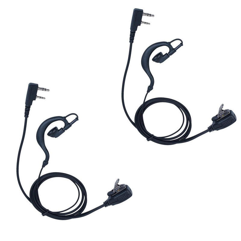 [Australia - AusPower] - AIRSN Earpiece Headset for Two Way Radio,Compatible with Walkie Talkie (Kenwood, Puxing, Wouxun, Baofeng) 2 Pin G Shape with a PTT Mic (2 Packs) 