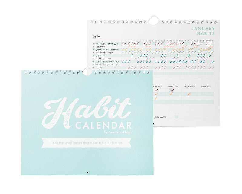 [Australia - AusPower] - Free Period Press Habit Tracker Calendar & To Do List Planner, Spiral Bound Habit Tracker with Writable Goals, 12 Months Undated, 8"x10” 
