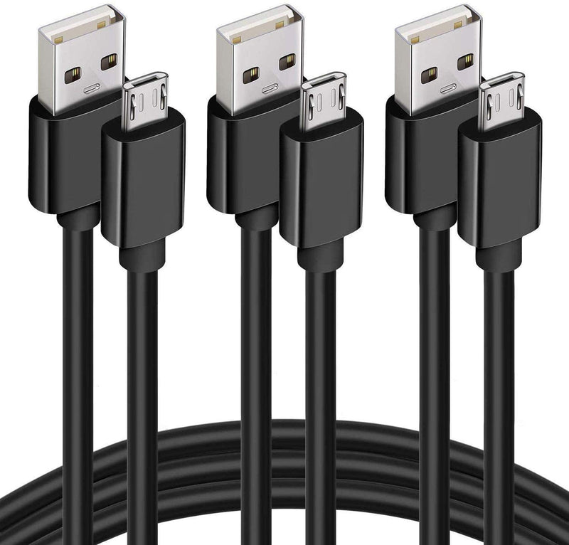 [Australia - AusPower] - Micro USB Cable,Universal 3Pack 6ft Long Android Charger Cable, High Speed Sync Charger Cord and Micro USB Data Cord Wire for Samsung Galaxy S7 Edge, S7, S6 Edge,S6,Black 1-Black 