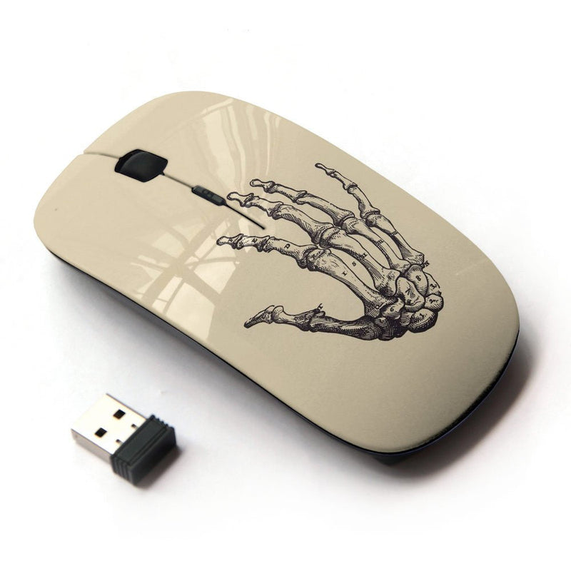 [Australia - AusPower] - KawaiiMouse [ Optical 2.4G Wireless Mouse ] Hand Bones Skull Death Metal Yellow 