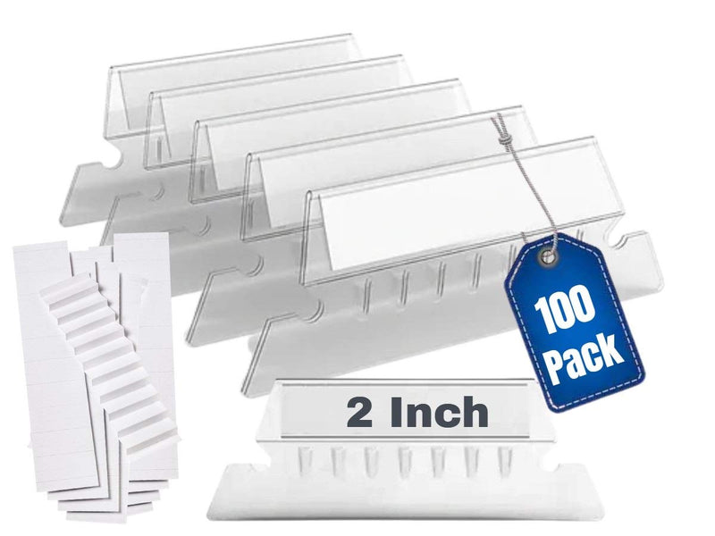 [Australia - AusPower] - 1InTheOffice Plastic Clear Tabs, and Inserts 2" x 5/8", 100/Pack (2") 2" 