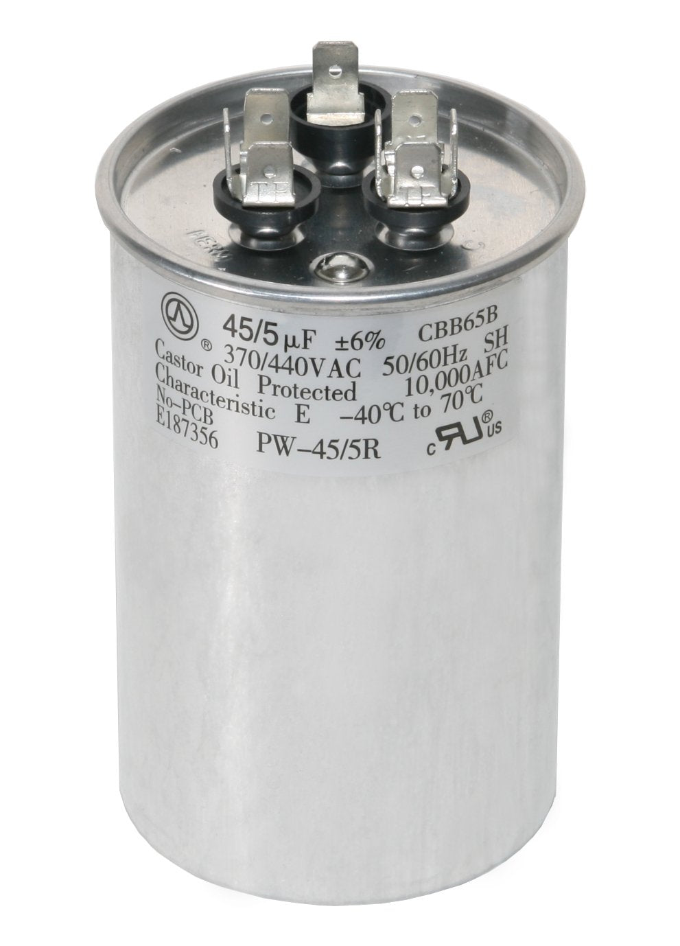 [Australia - AusPower] - PowerWell 45+5 MFD 45/5 uf 370 or 440 Volt Dual Run Round Capacitor PW-45/5/R for Condenser Straight Cool or Heat Pump Air Conditioner - Guaranteed to Last 5 Years 
