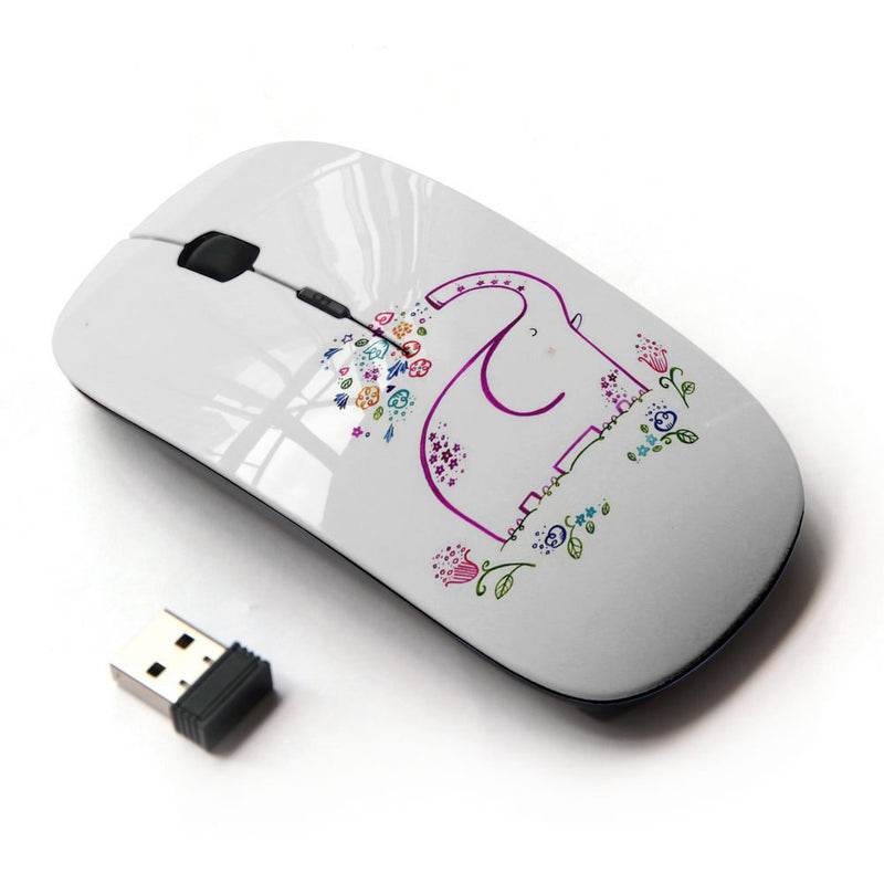 [Australia - AusPower] - KOOLmouse [ Optical 2.4G Wireless Mouse ] [ Minimalist Elephant White Happy ] 