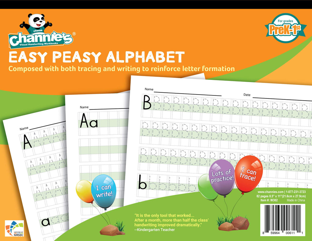 [Australia - AusPower] - Channie's W302 EASY PEASY ALPHABET HANDWRITING WORKBOOK COMBINE BOTH TRACING & WRITING. LOTS PRACTICES! MOST VISUAL & SIMPLE WORKBOOK ON THE MARKET 