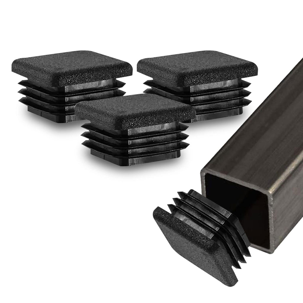 [Australia - AusPower] - Prescott Plastics 1" Inch (25.4 mm) Square Plastic Hole Plugs Inserts, Black End Caps for Metal Tubing, Fences, Glide Protection from Chair Legs, Furniture and Floors (Pack of 10) 
