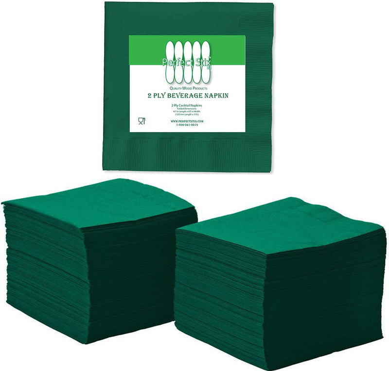 [Australia - AusPower] - Perfectware 2 Ply Hunter Green-200 Hunter Green Beverage Napkin Package of 200ct- 2-Ply, 2.5" Height, 5" Width, 10" Length (Pack of 200) 