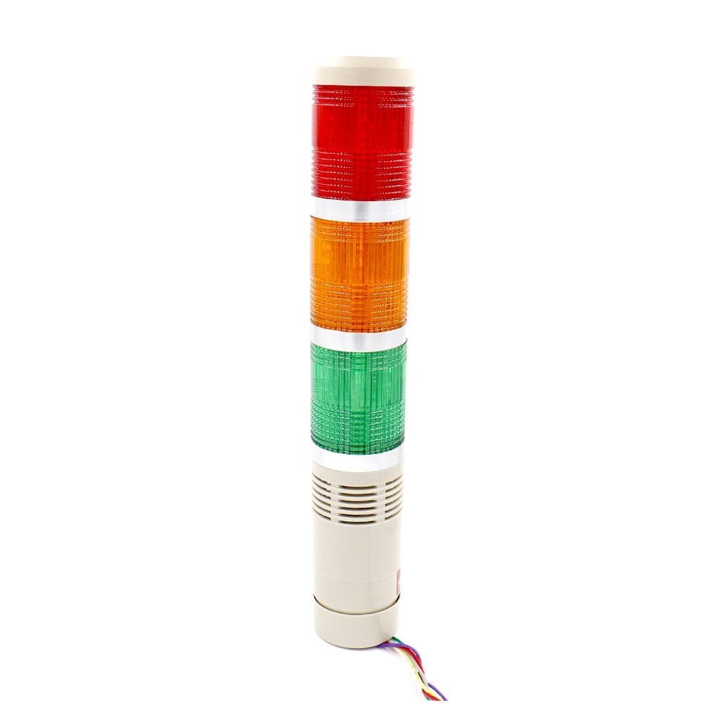 [Australia - AusPower] - Baomain Industrial Signal Light Column LED Alarm Round Tower Light Indicator Flash Light Warning Light Buzzer Red Green Yellow DC 12V 