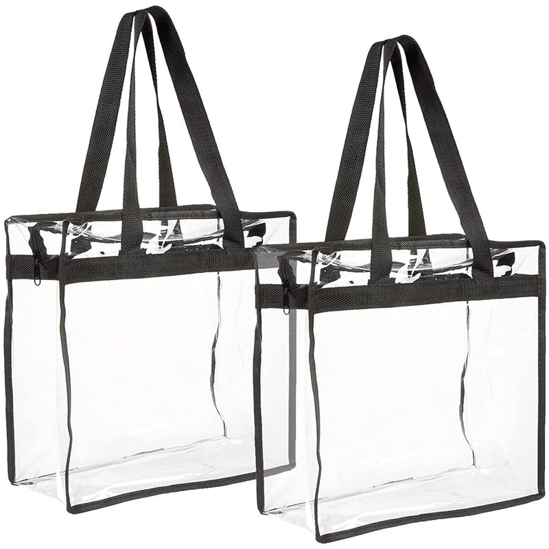 [Australia - AusPower] - Stadium Approved Clear Plastic Tote Bags with Handles (12x12x6 In, 2 Pack) 