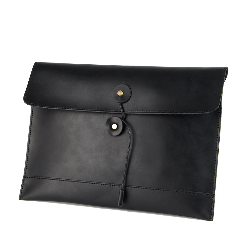 [Australia - AusPower] - men woman pu leather multifunction office documents bags A4 paper file pouch envelope bag conference, Black, 13.8"(L)x9.8"(H) x 0.2"(W) 