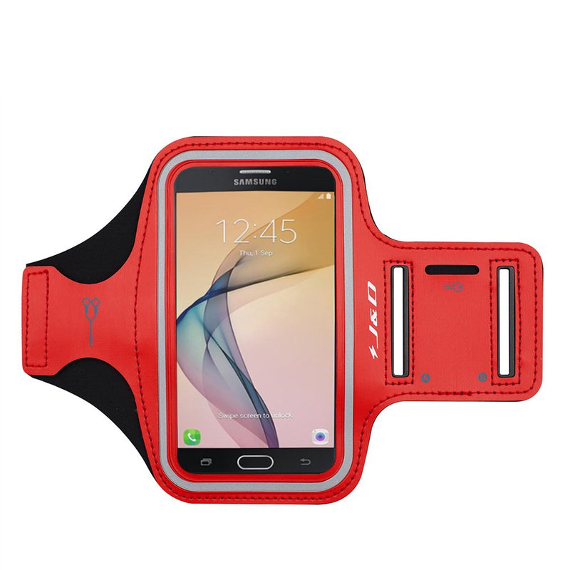 [Australia - AusPower] - J&D Armband Compatible for Galaxy Note 10/Xcover 4S/J7 2017/J7 Prime/J7 V/J7 Perx/J7 Sky Pro/J3 2018/J3 V 3rd Gen/J3 Achieve/J3 Star, Sports Running Armband with Key Holder Slot Earphone Connection Red 