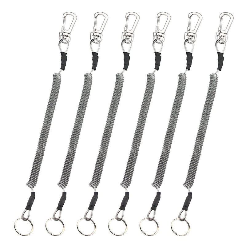 [Australia - AusPower] - Booms Fishing T04 Fishing Lanyards Fishing Tool/Pole Safety Coil Lanyard Retractable Wire Inside Tup Cover 6pcs / pack_black 