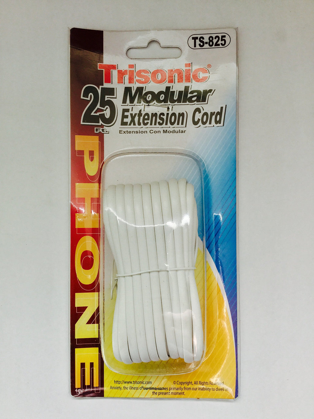 [Australia - AusPower] - White 25 ft Telephone Phone Extension Cord Cable Line Wire by Trisonic 
