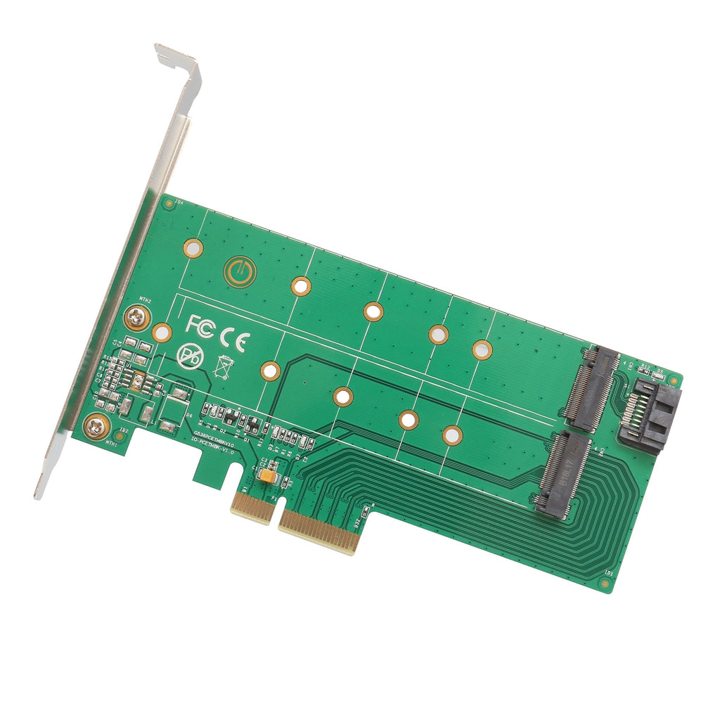 [Australia - AusPower] - I/O Crest M2 SSD NVME M-Key to PCI-e 3.0 x4 Adapter Card and SATA B-Key M.2 to SATA Port convertor 22110 2280 2260 2242 2230 to with Low Profile Bracket - Dual M.2 PCIe Adapter M.2 M-Key & B-Key PCI-e 