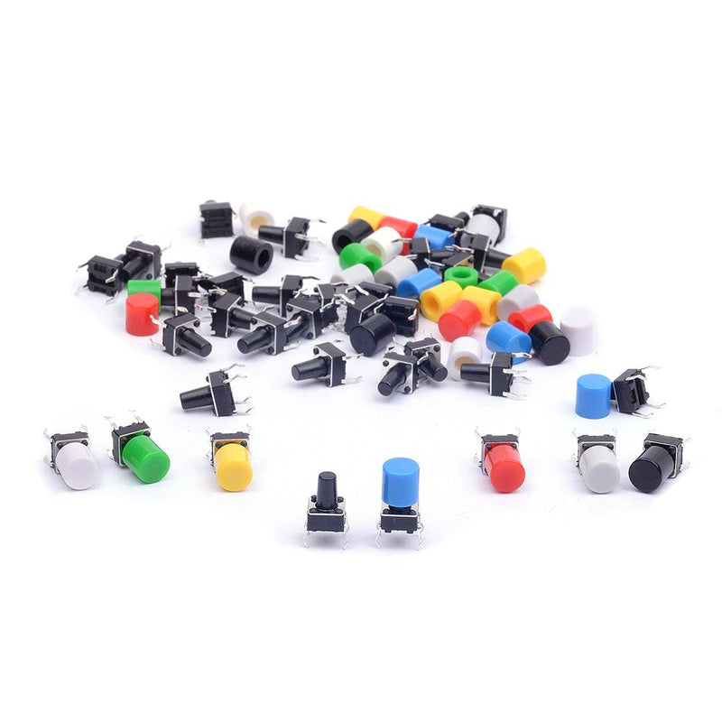 [Australia - AusPower] - Cylewet 35Pcs 6×6×9mm Tactile Tact Push Button Switch Micro Switch Touch Switch with Button Caps of 7 Color for Arduino (Pack of 35) CYT1052 