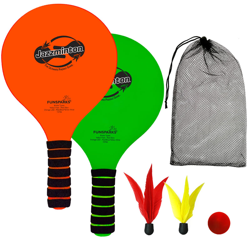 [Australia - AusPower] - Jazzminton Lite – Indoor & Outdoor Game for Family and Friends – 2 Paddles, 2 Birdies, 1 Ball - All Season Paddle Game for Kids and Adults – Take Your Kids Outside for Some Active Fun 