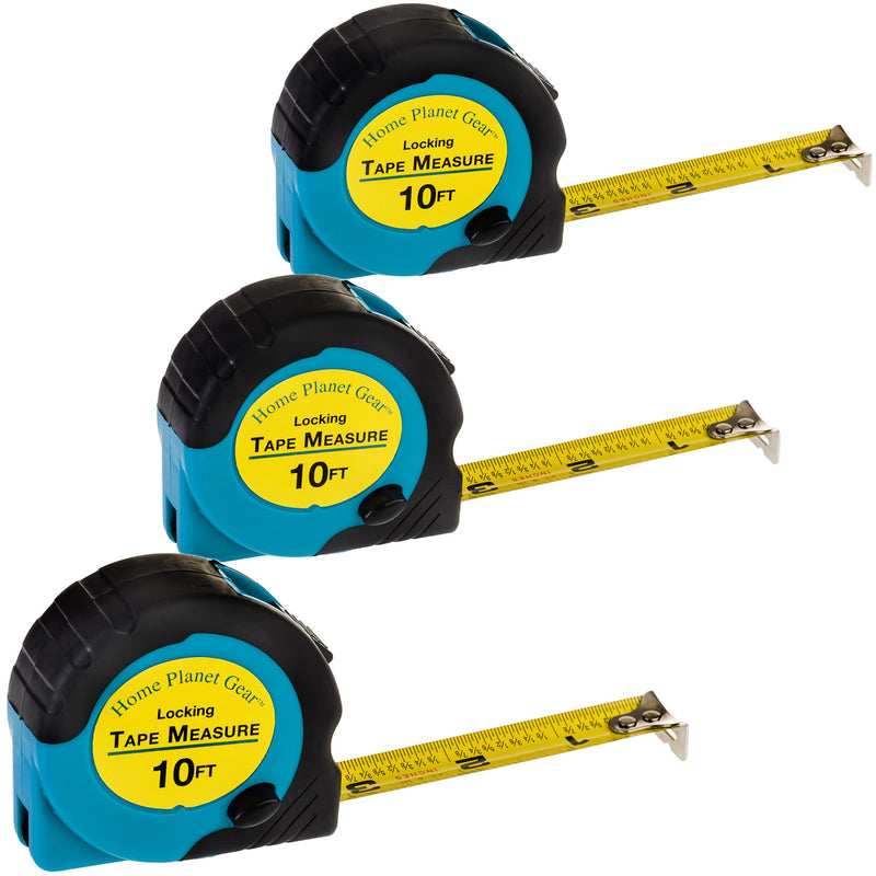 [Australia - AusPower] - Home Planet Gear - 10ft Tape Measure with Fractions - Measurement Tape 3 Pack of Small Measuring Tape Retractable - Mini Measuring Tape Small Tape Measure - Where's My Tape Measure? Blue 