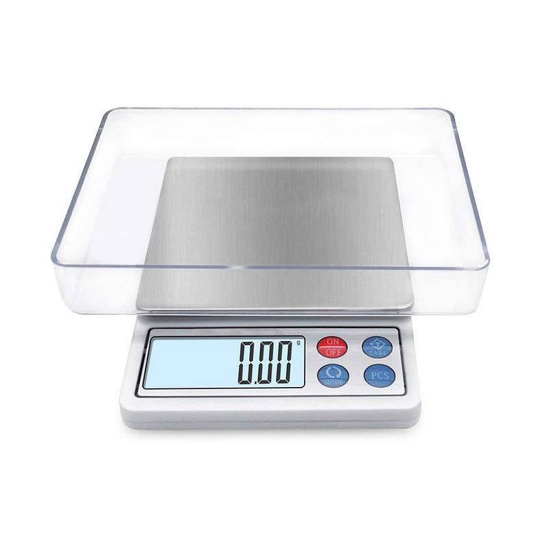 [Australia - AusPower] - Digital Gram Scale Toprime Mini Size Food Scale 600g x 0.01g High Precision Pocket Scale with LCD Display and 1 Tray Stainless Steel PCS Convert Unit White 600g*0.01g 