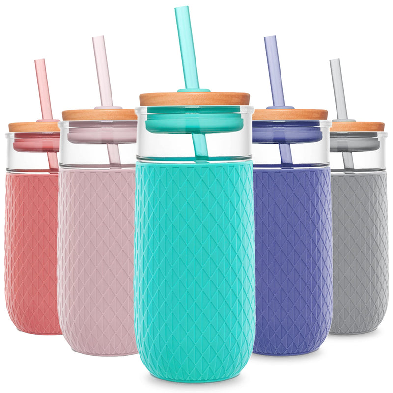 [Australia - AusPower] - Ello Devon Glass Tumbler with Silicone Sleeve Mint 