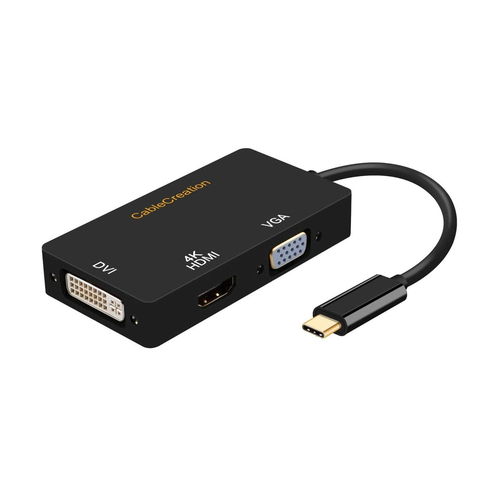 [Australia - AusPower] - USB C to VGA HDMI DVI Adapter, CableCreation 3 in 1 USB Type C to HDMI VGA DVI Female Converter, Compatible with Galaxy S22 Ultra, MacBook Pro 2020, Surface Book 2, Pixel, Mac Mini 2018, XPS 15, Black 