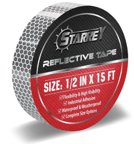 [Australia - AusPower] - STARREY Flexible Reflective Tape White Silver 1/2 Inch X 15 Feet High Intensity Grade DOT-C2 Safety Tape Waterproof Conspicuity Trailer Reflector 1/2 IN X 15 FT 