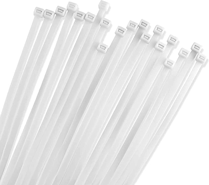 [Australia - AusPower] - 12" White Zip Cable Ties (100 Pack), 40lbs Tensile Strength - Heavy Duty, Self-Locking Premium Nylon Cable Wire Ties for Indoor and Outdoor by Bolt Dropper (White) 