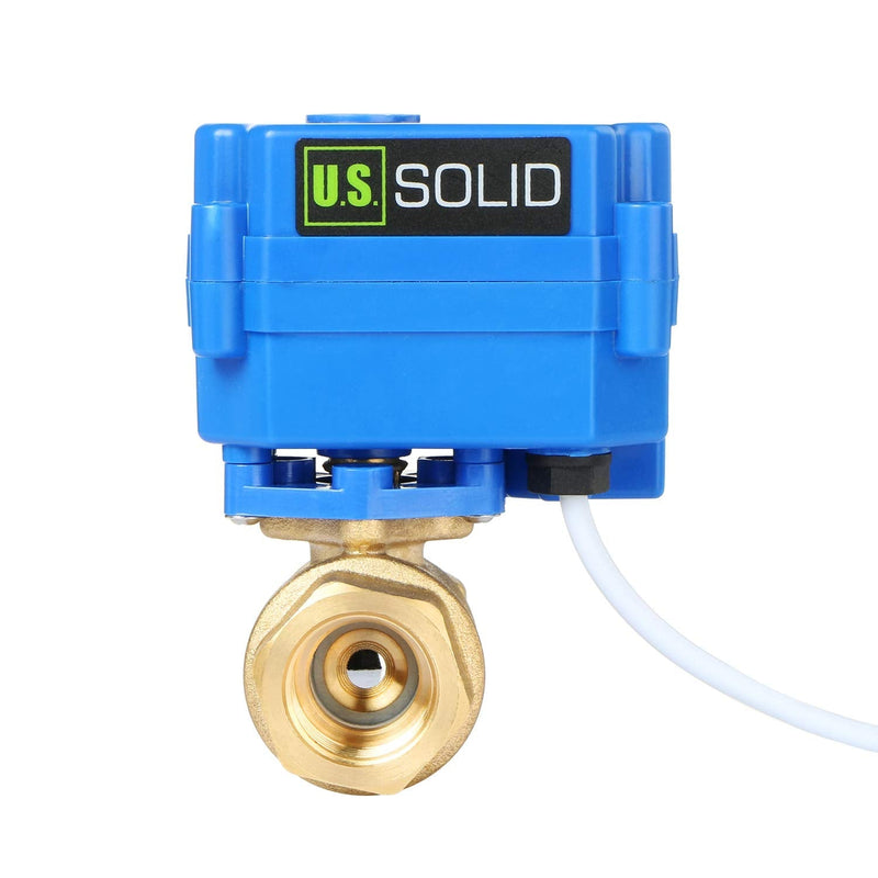 [Australia - AusPower] - Motorized Ball Valve- 1/2" Brass Ball Valve with Full Port, 9-24V DC and 2 Wire Reverse Polarity by U.S. Solid 