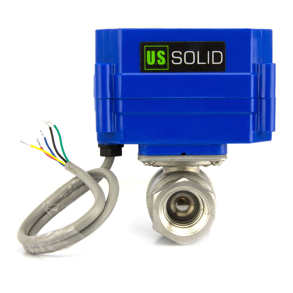 [Australia - AusPower] - Motorized Ball Valve- 1/2" Stainless Steel Electrical Ball Valve with Full Port, 9-24V DC and 5 Wire Setup, can be used with Indicator Lights, [Indicate Open or Closed Position] by U.S. Solid 1/2 Inch 