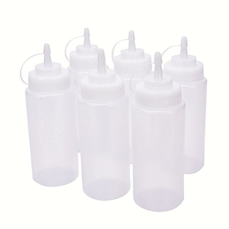 [Australia - AusPower] - Plastic Translucent White Squeeze Condiment Bottles with Tip Cap,16 Oz,Set of 6Pcs 